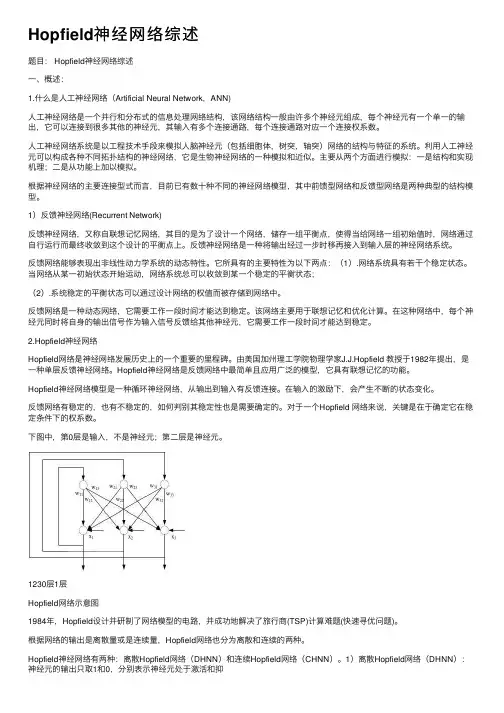 Hopfield神经网络综述