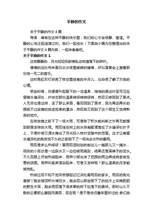 关于平静的作文4篇