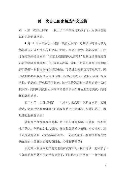 第一次自己回家精选作文五篇