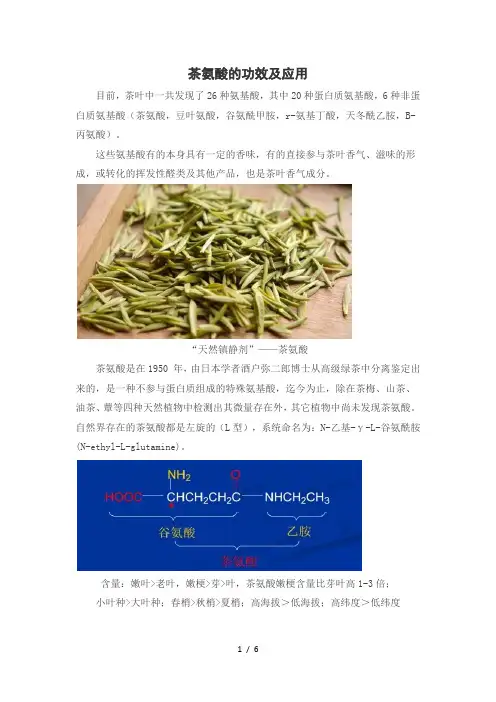 茶氨酸的功效及应用