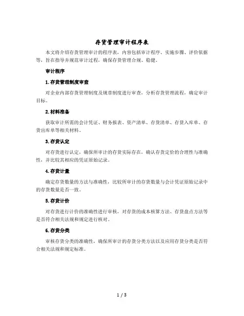 存货管理审计程序表