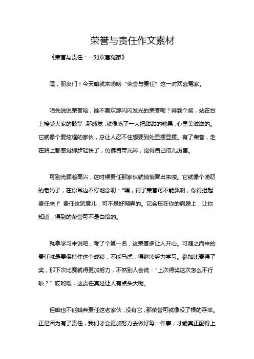 荣誉与责任作文素材