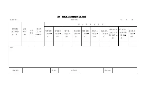 JGJ 59-2011 建筑施工安全检查标准(最新表格)
