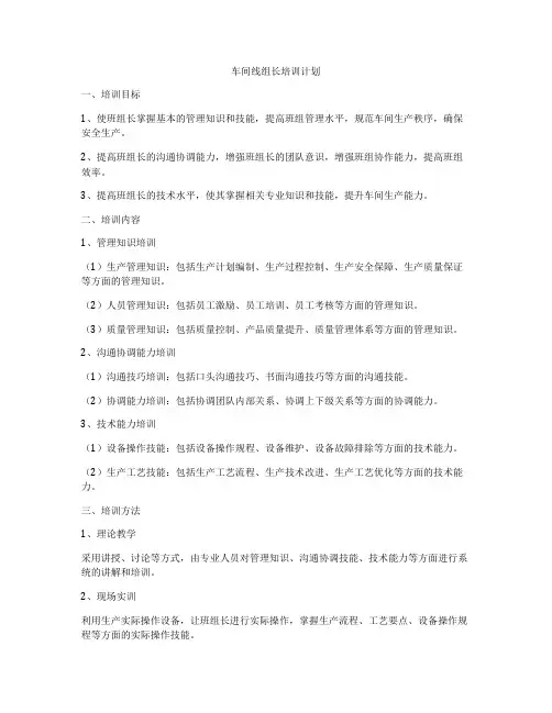 车间线组长培训计划