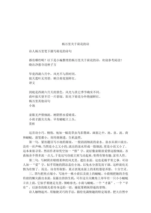 杨万里关于荷花的诗