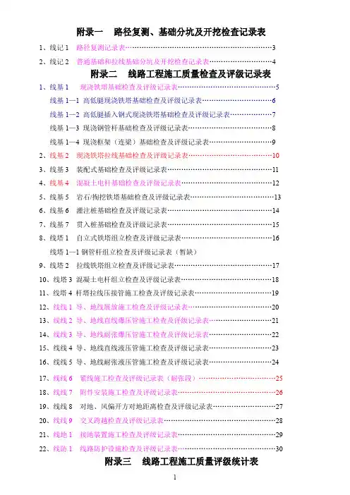 路径复测、基础分坑及开挖检查记录表