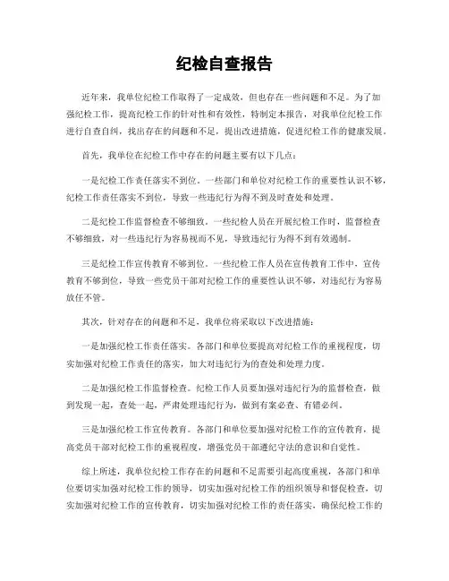 纪检自查报告