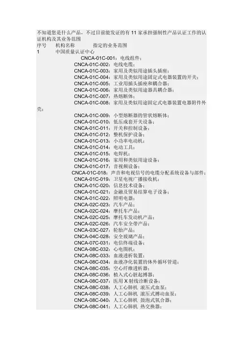 国家11家强制性认证单位