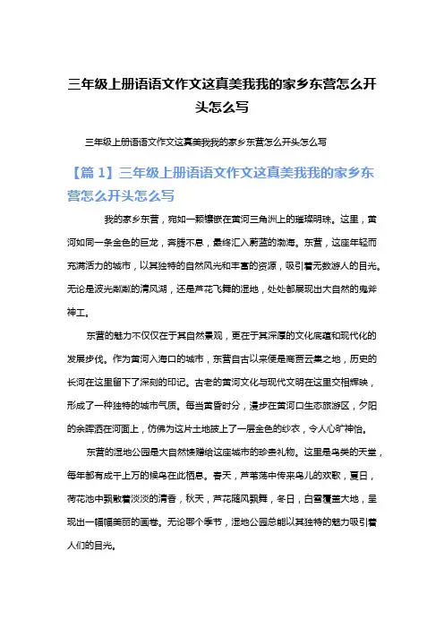 三年级上册语语文作文这真美我我的家乡东营怎么开头怎么写