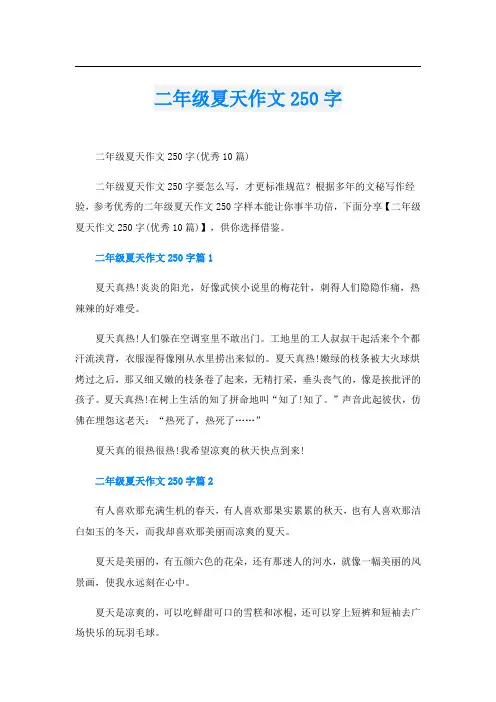 二年级夏天作文250字