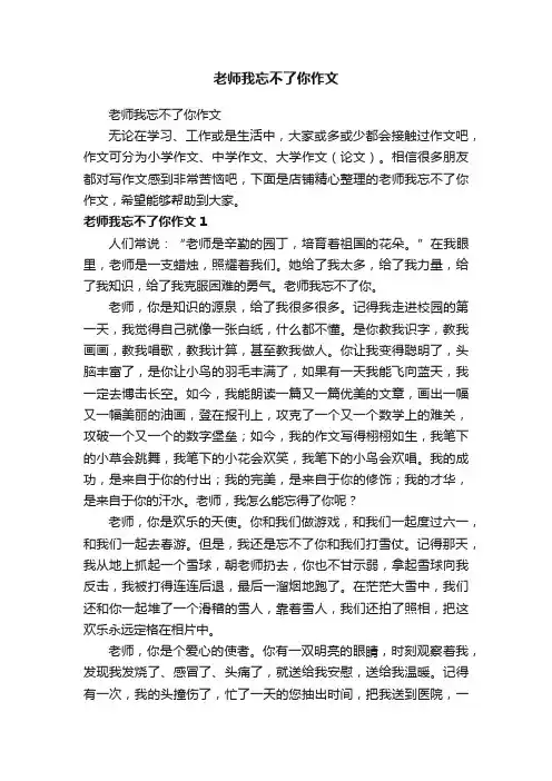 老师我忘不了你作文