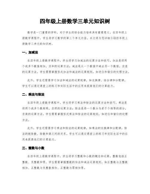 四年级上册数学三单元知识树