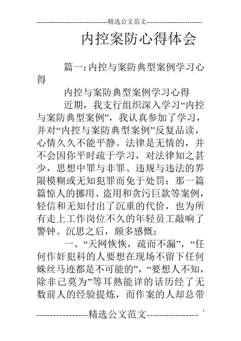 内控案防心得体会