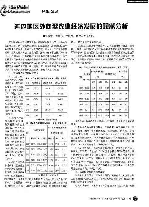 延边地区外向型农业经济发展的现状分析
