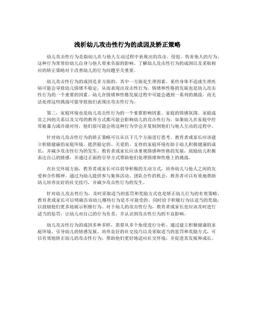 浅析幼儿攻击性行为的成因及矫正策略