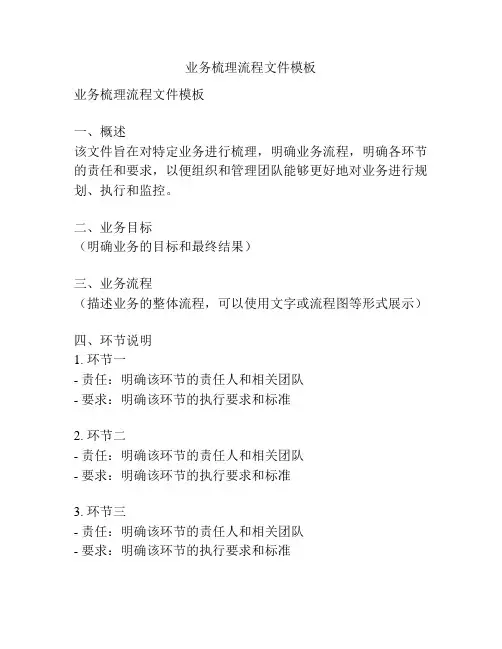 业务梳理流程文件模板