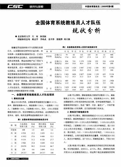 全国体育系统教练员人才队伍现状分析
