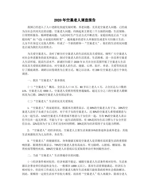 2020年空巢老人调查报告