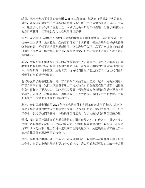 中国石油工作会议_感想
