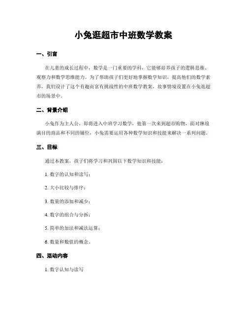 小兔逛超市中班数学教案