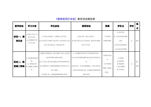 楼梯双控灯安装教学活动策划表