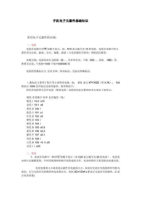 手机电子元器件基础知识