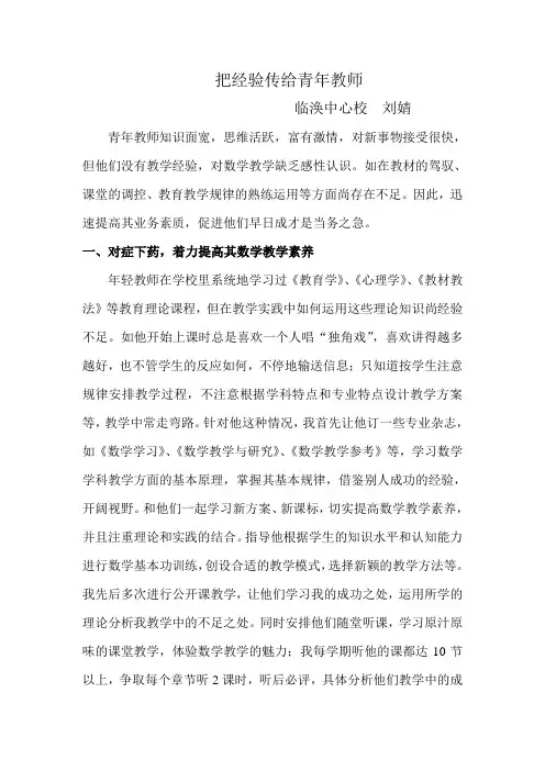指导培养青年教师的经验材料
