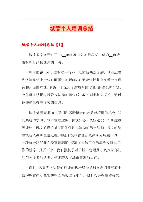 城管个人培训总结