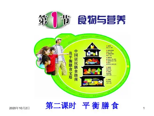 浙教版九年级上册科学第1节 食物与营养(第二课时)PPT课件