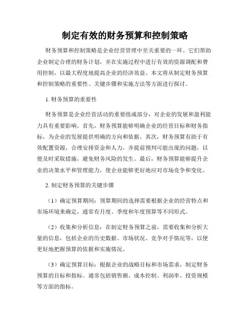 制定有效的财务预算和控制策略