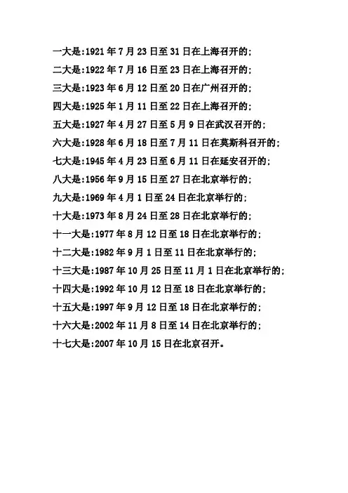 历届全国人民代表大会召开时间与地点