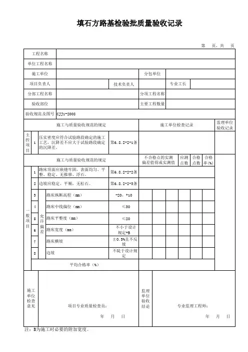 207-208填石方路基检验批质量验收记录市政质检.1.3