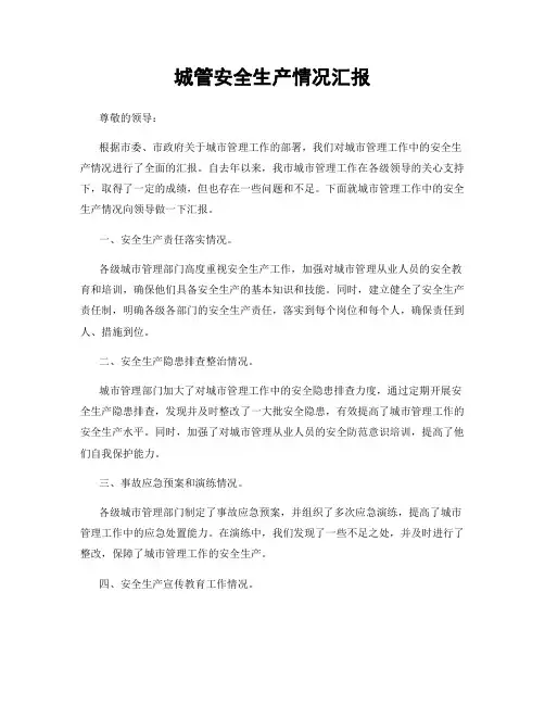 城管安全生产情况汇报