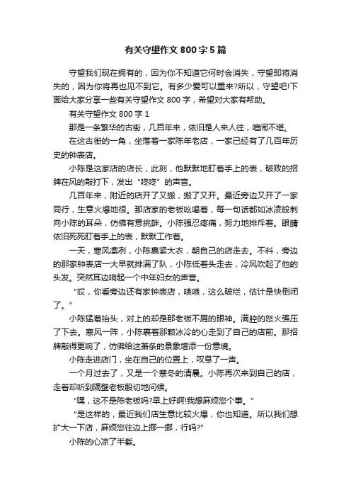 有关守望作文800字5篇