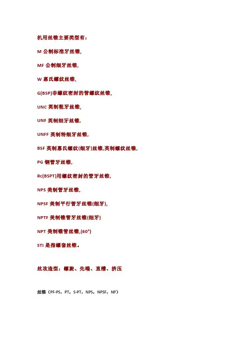 丝锥分类