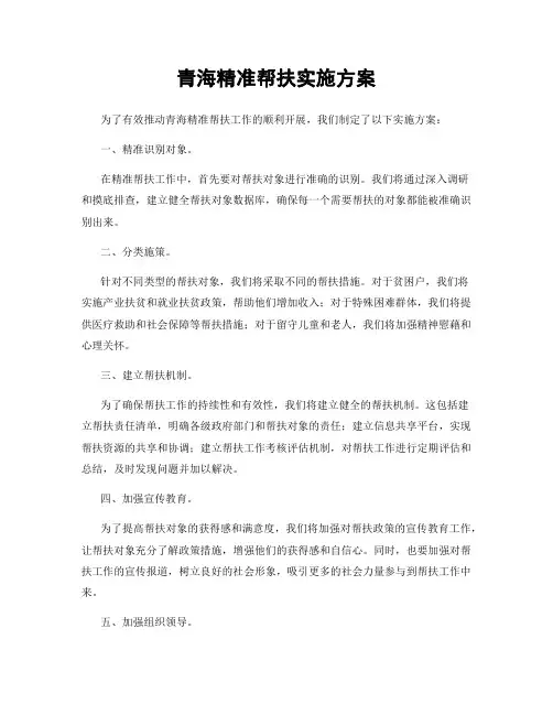 青海精准帮扶实施方案