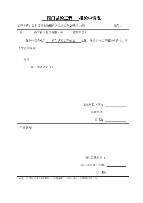 阀门试验记录