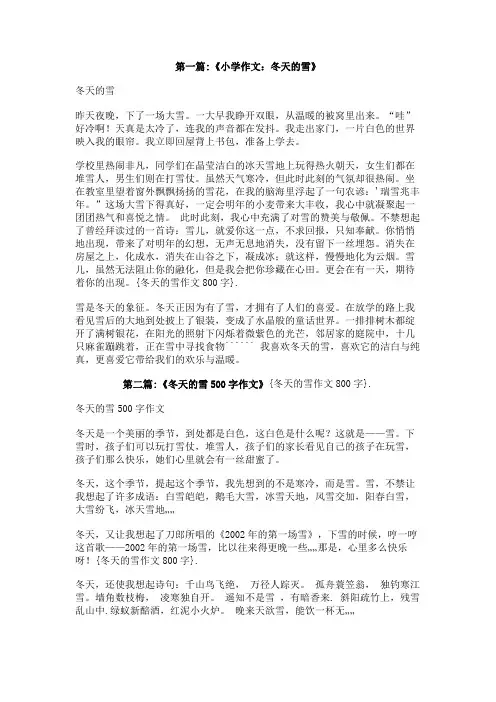 冬天的雪作文800字