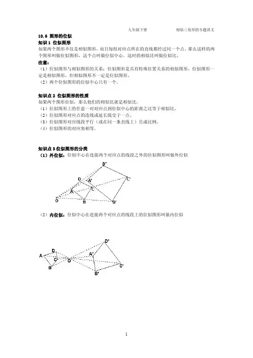 九年级数学下册第六章第六节图形的位似专题讲义(pdf,无答案)苏科版课件