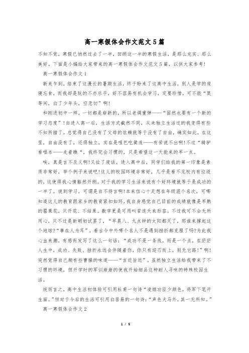 高一寒假体会作文范文5篇