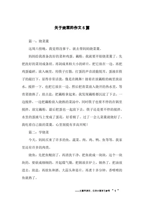关于烧菜的作文5篇
