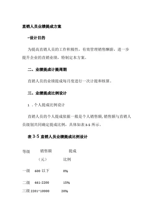 直销人员业绩提成方案全套
