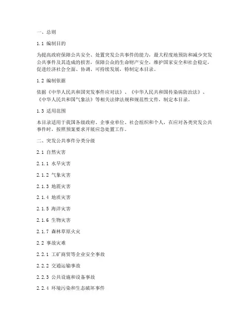国家应急预案目录