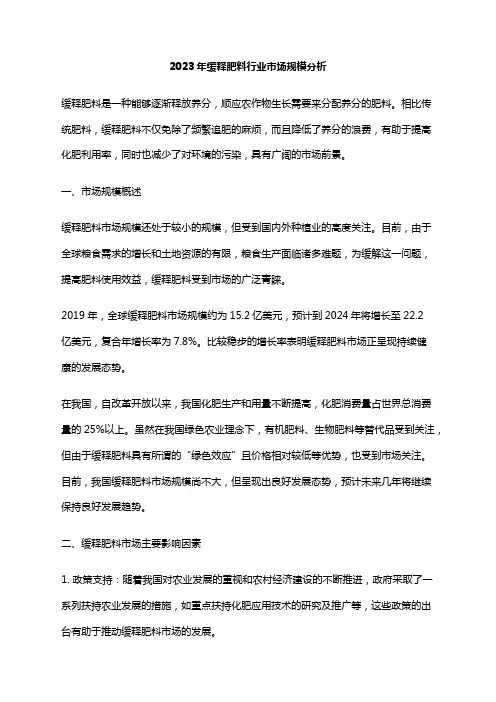 2023年缓释肥料行业市场规模分析