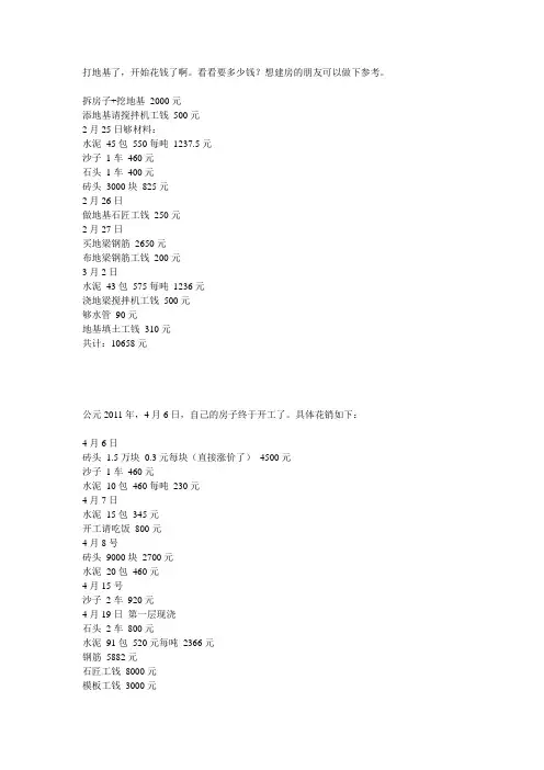 建房预算表