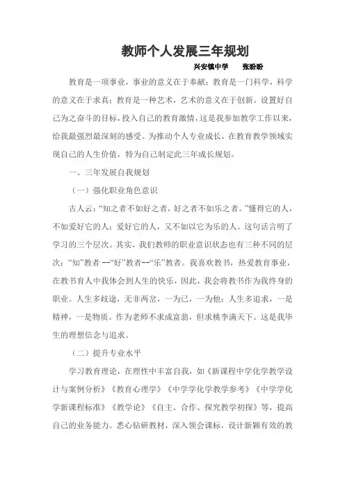 教师个人发展三年规划