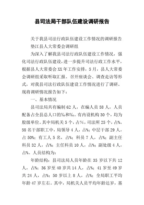 县司法局干部队伍建设调研报告