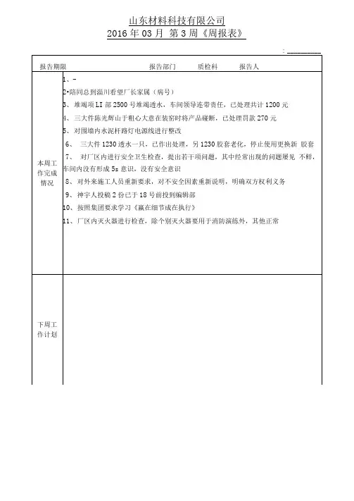 周报表范本