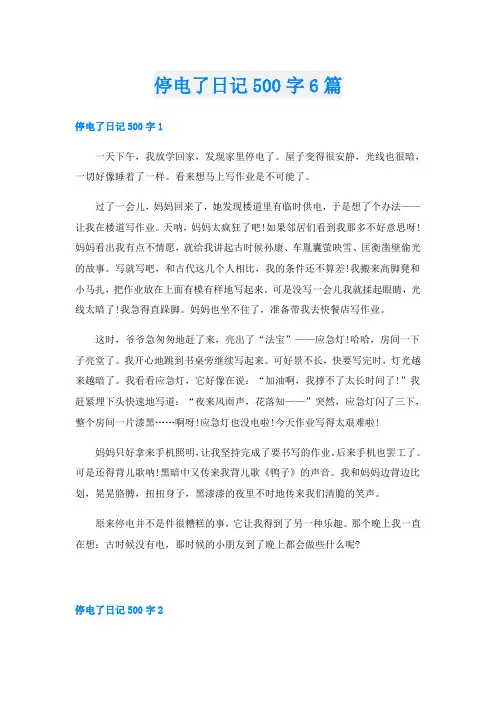 停电了日记500字6篇