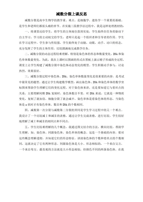 减数分裂上课反思